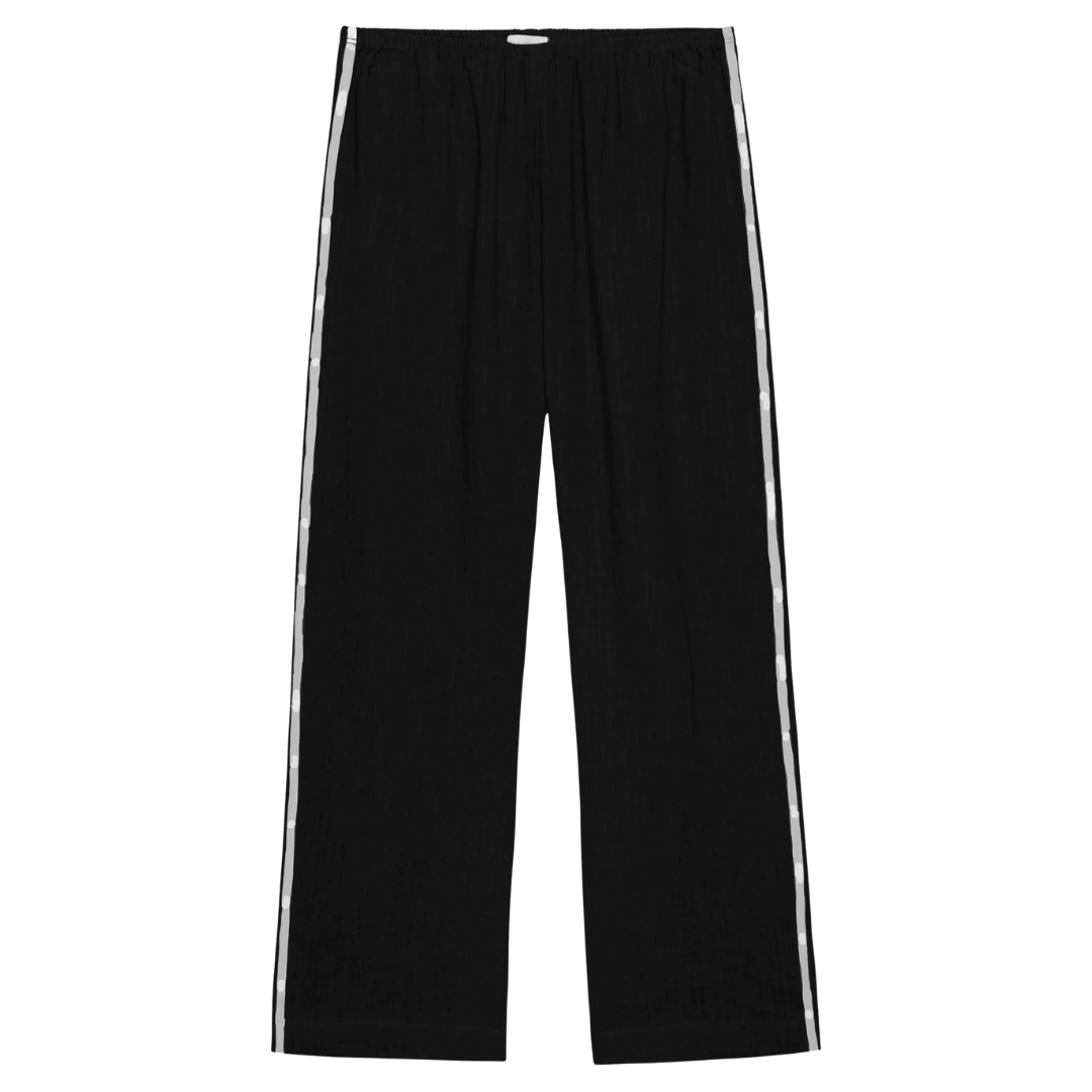 The Linen Crop Stripe Pant in Jet