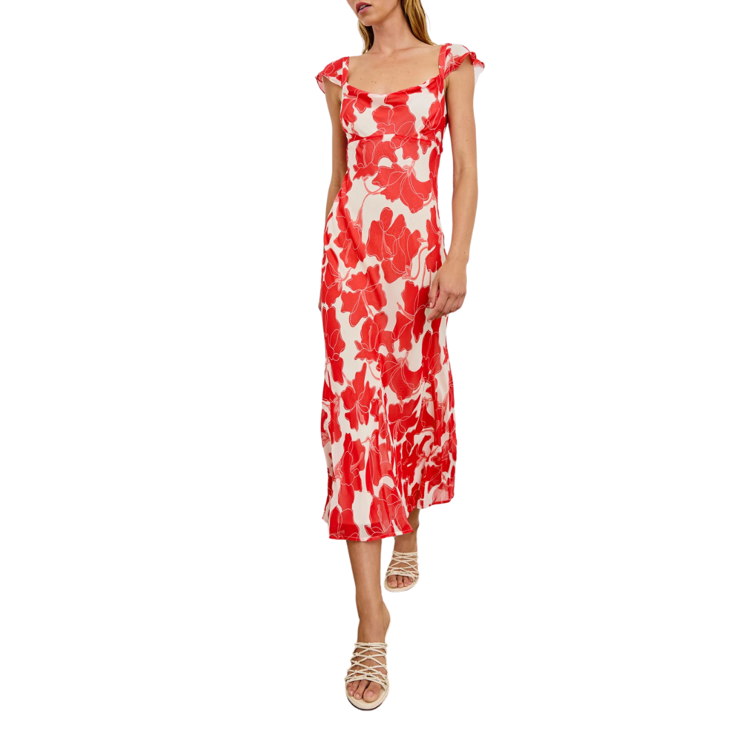 Marigold Dress in Scarlet Hibiscus