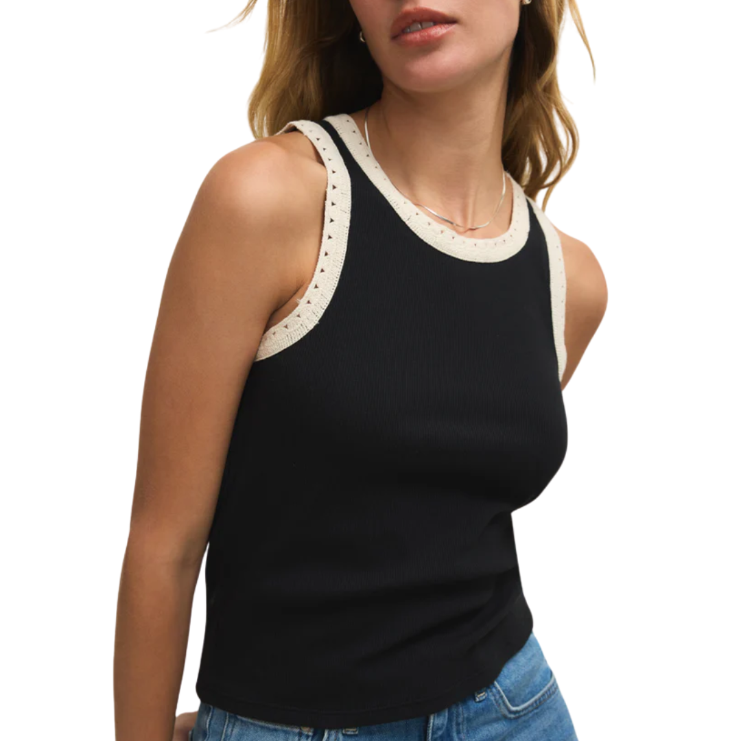 Clarke Rib Tank in Black