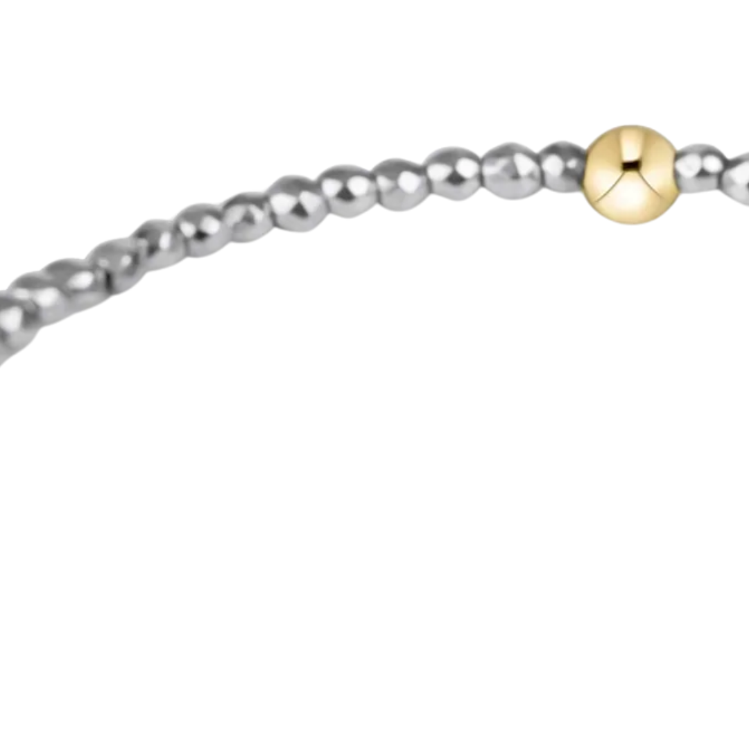Silver Faceted Hematite 2MM Bead Bracelet