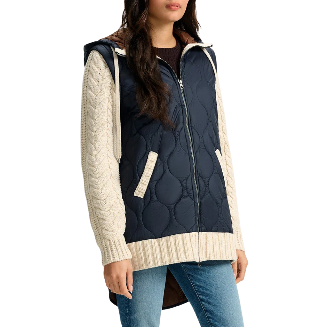 Barrows Mixed Media Jacket in Navy/Heathered Sand