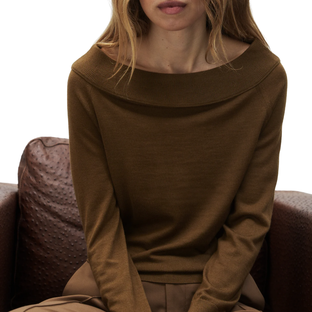 Wool And Silk Blend Jumper in Light Mocha Brown