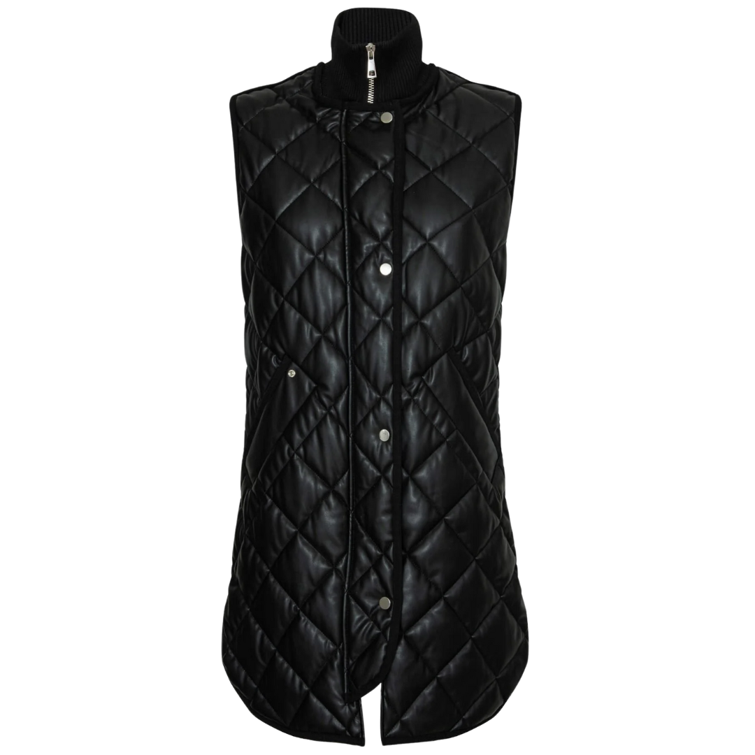 Destiny Vegan Leather Vest in Black