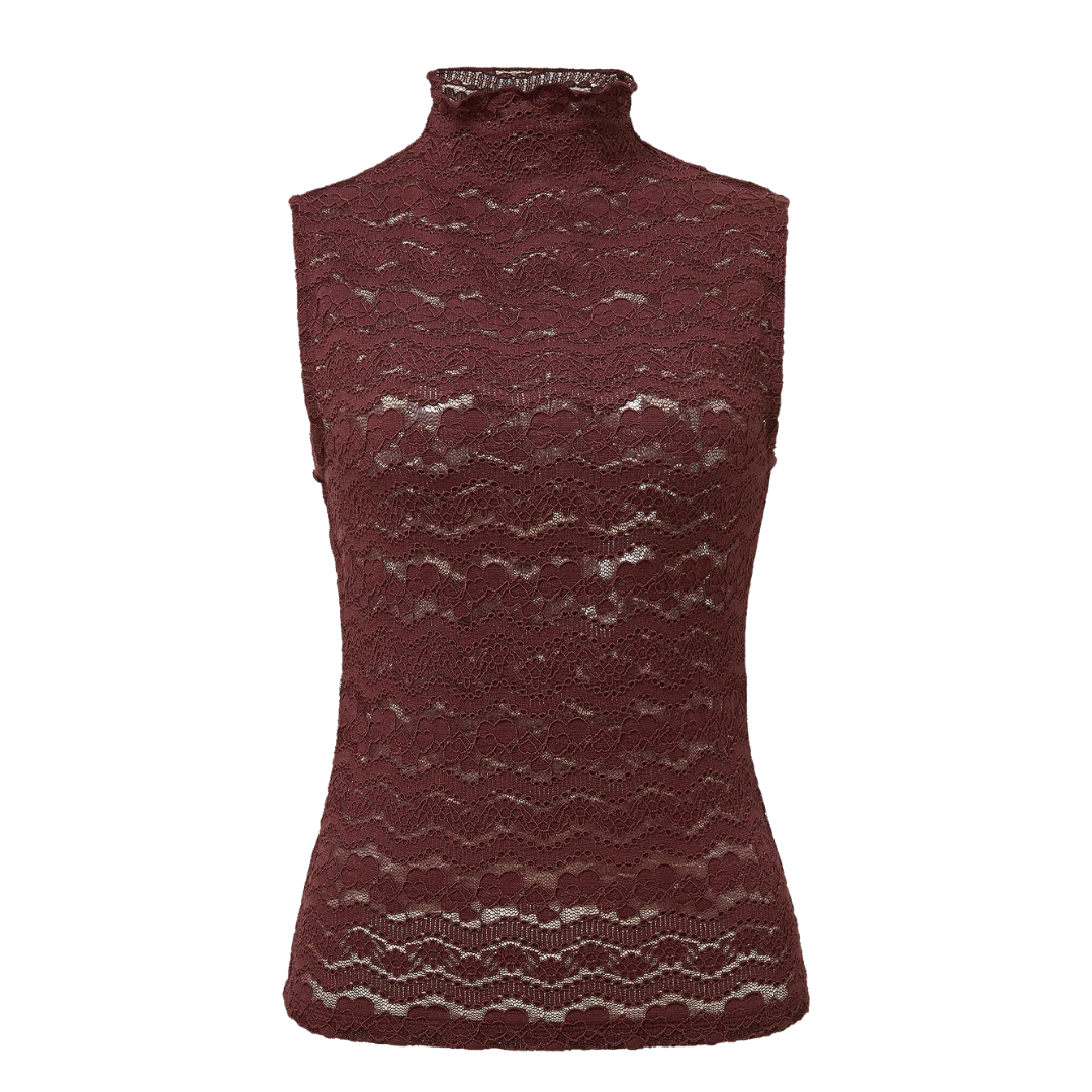 Alora Lace Top in Burgundy