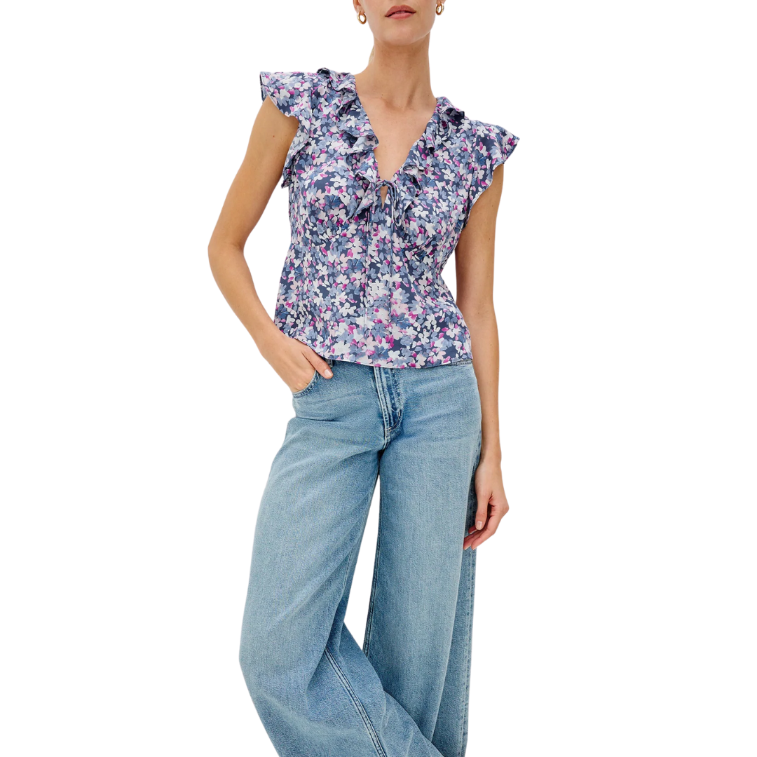 Carmine Top in Blue Blossom