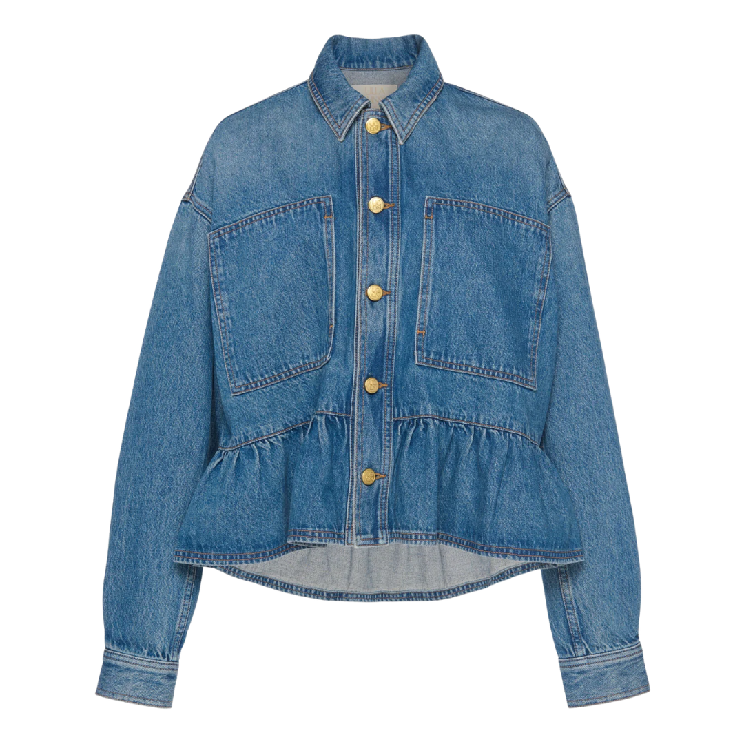The Arquette Denim Peplum Jacket in Danube