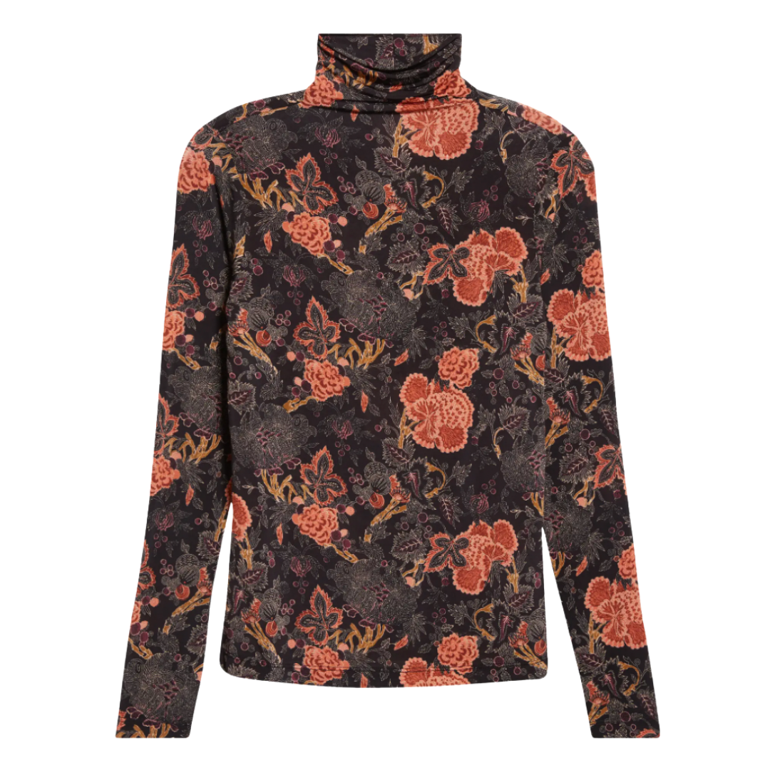 Aurelia Jersey Long Sleeve Turtleneck in Night Lily