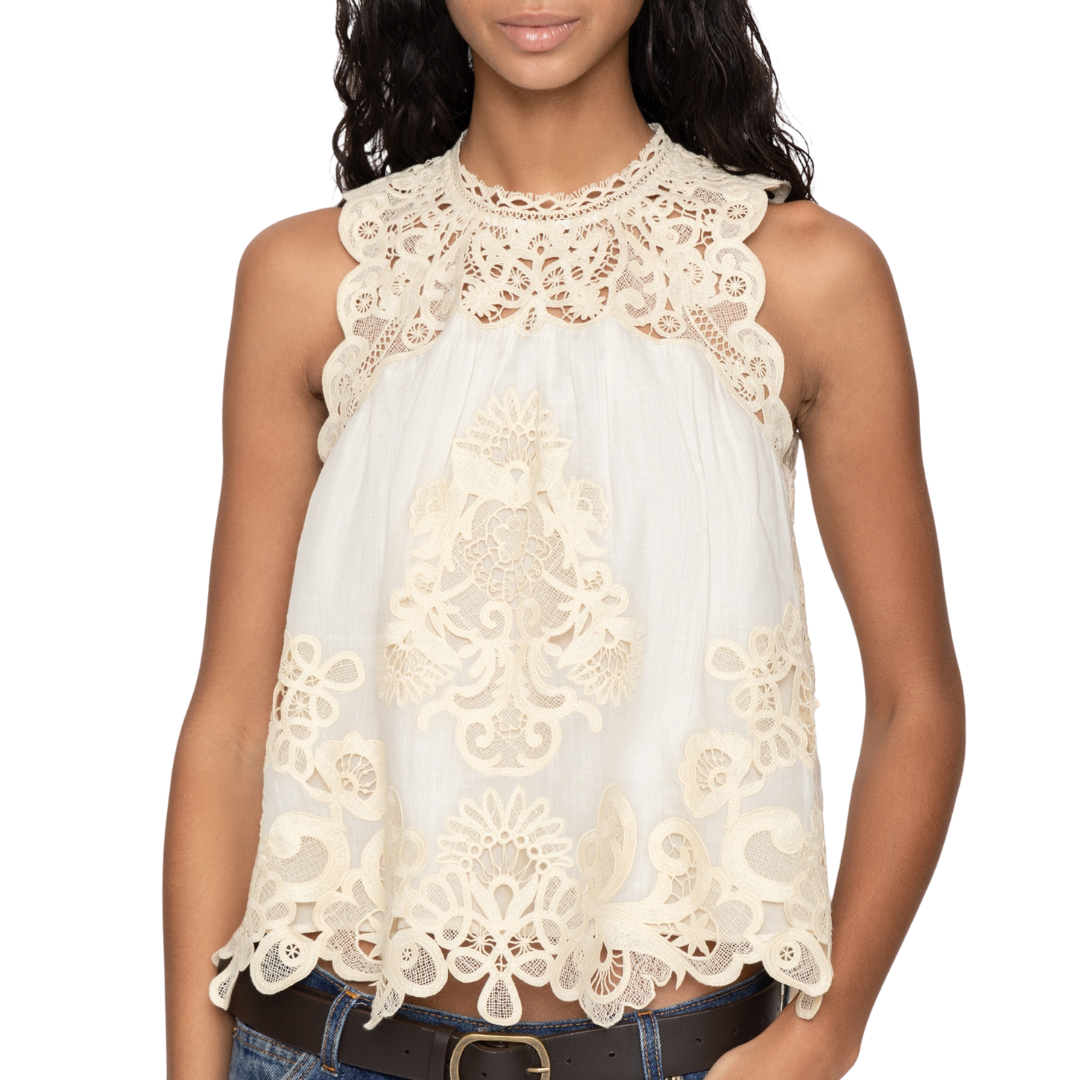 Medina Lace Tank in Cream