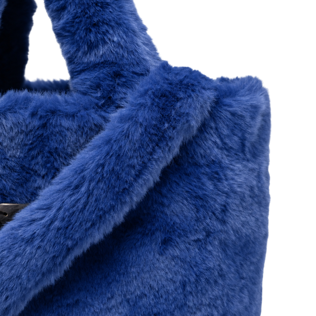 Bag in Soft Alternative Fur and Nylon Chamonix in Blue