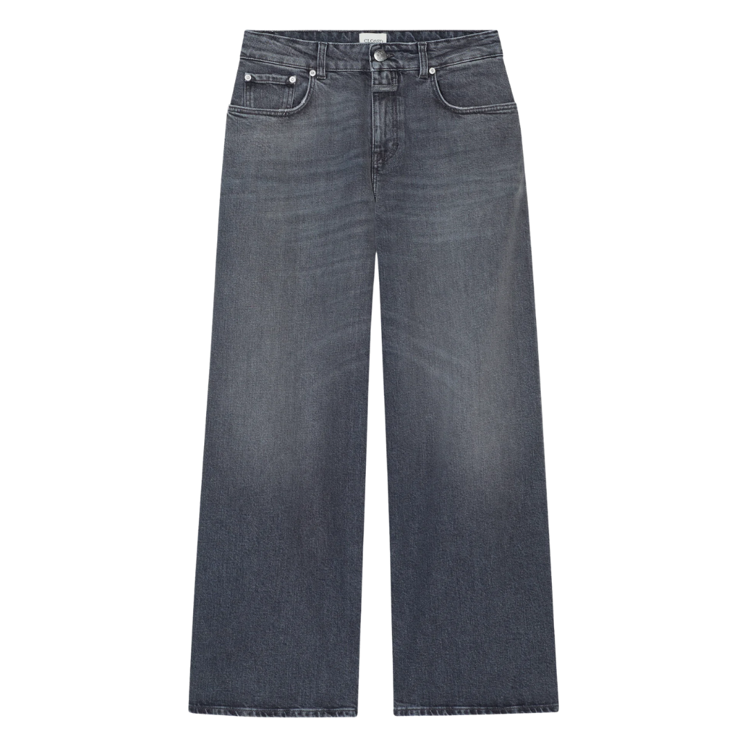 Jayla Wide Jeans 34" in Mid Grey