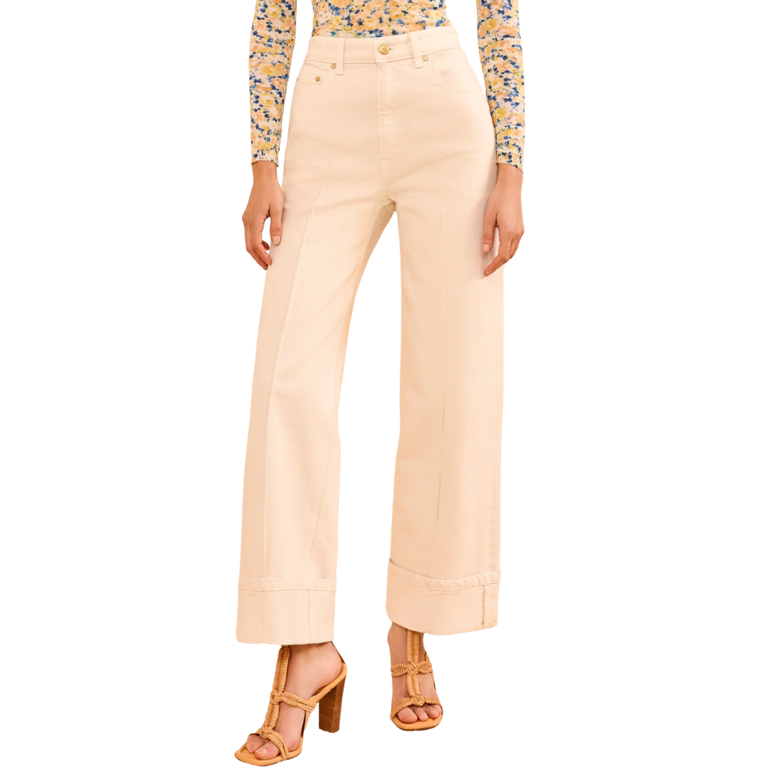 The Genevieve Stretch Pintuck Jean in Cowrie
