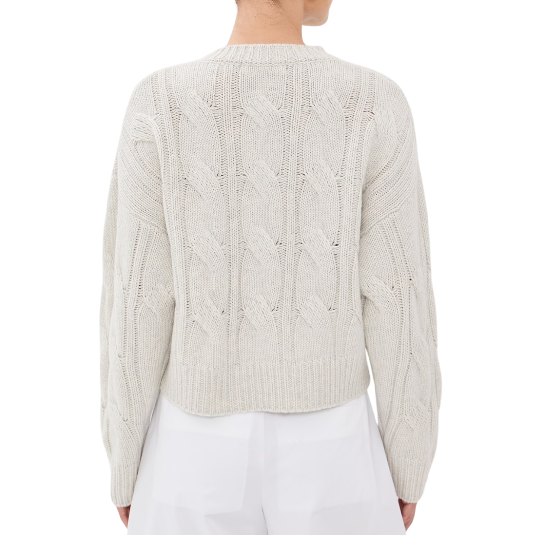 Tristan Cashmere Crewneck Pullover in Blizzard