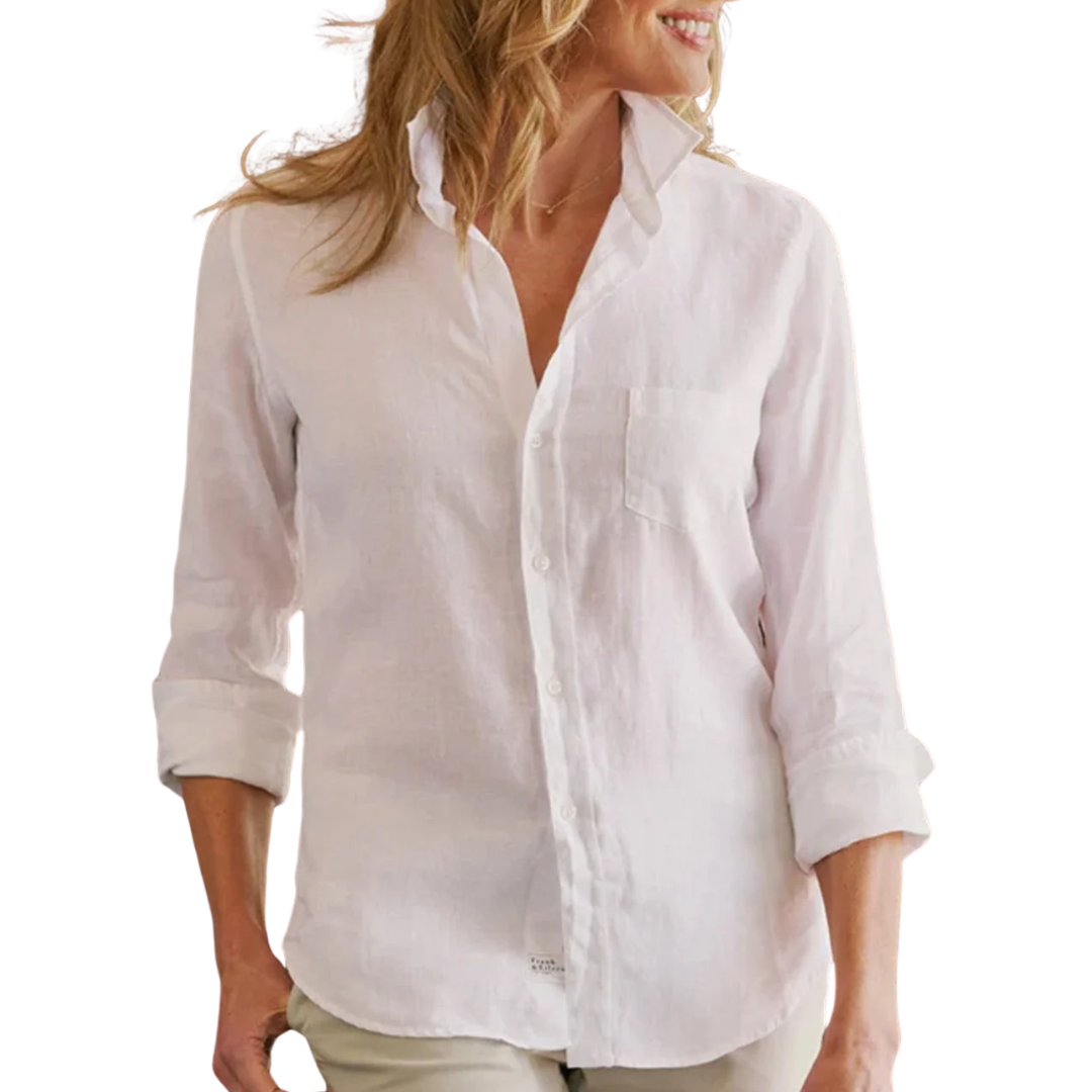 Barry Tailored Button-Up Shirt in White Linen