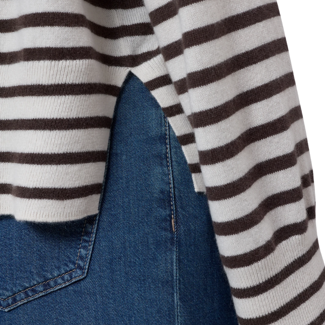 Striped Cashmere Jumper in Mahogany Brown