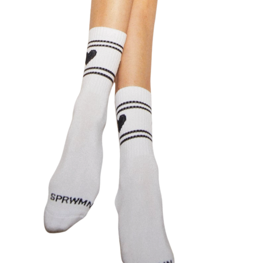 Heart Logo Socks in White/Black