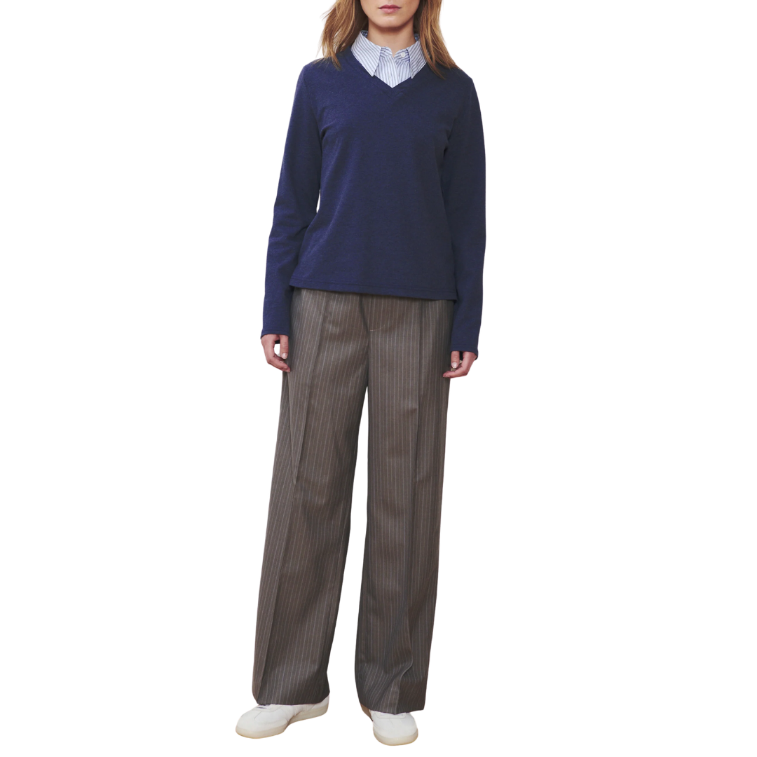 The Chaplin Trouser in Taupe Stripe