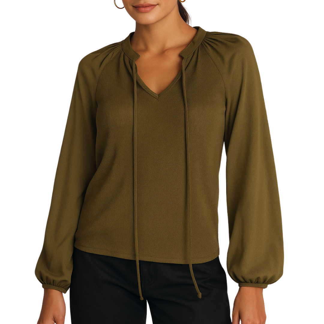 Long Sleeve Raglan Mixed Shirt in Ivy Green