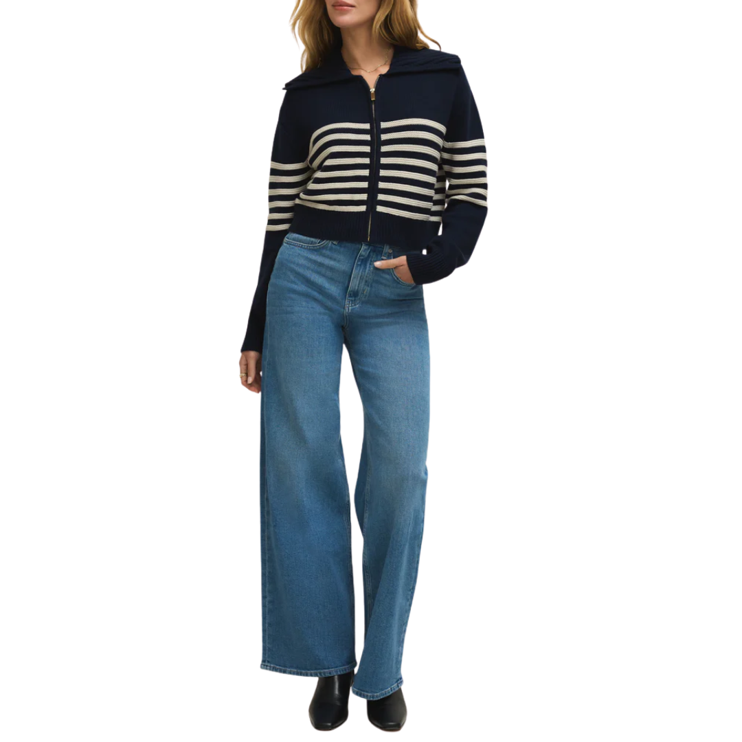 Z Supply Kovac Cropped Sweater Jacket in Eclipse