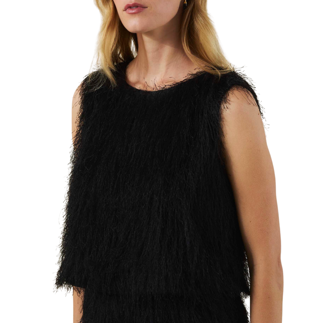 Melanie Tassel Sleeveless Top in Black