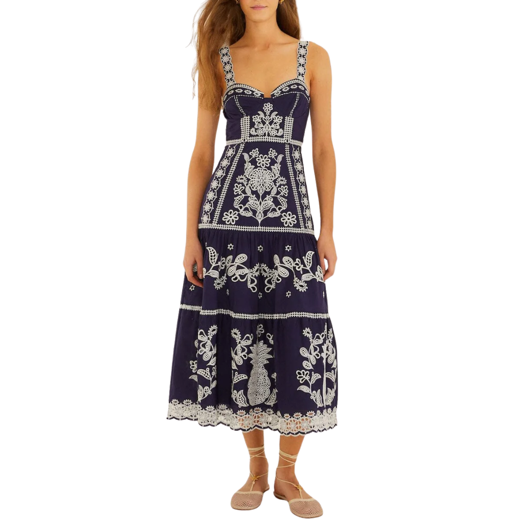 princess polly baby blue dress Long Sleeve Party Dress, Embroidered Midi Dress, Temperament Formal Dress,Handmade main image 1
