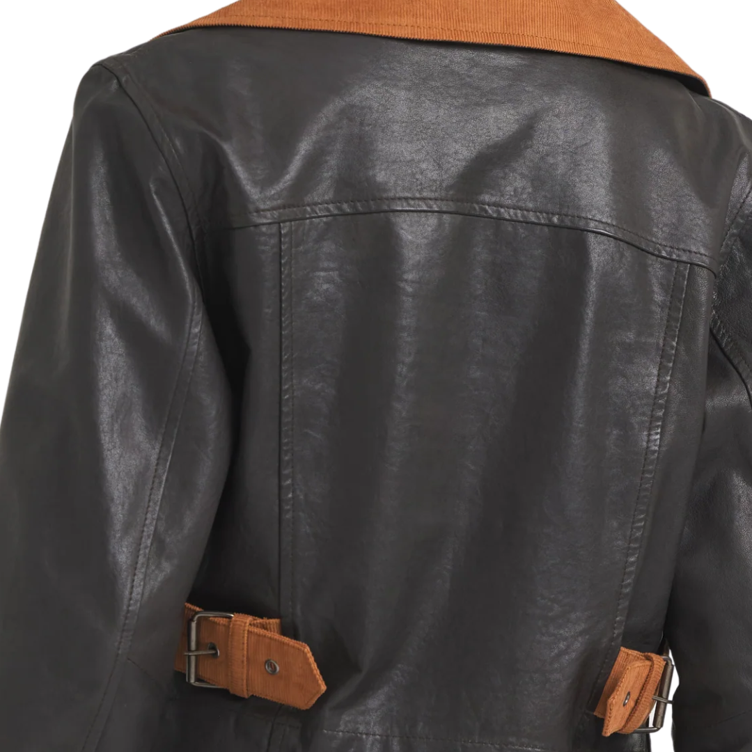 Moira Wrinkled Leather Jacket in Chocolate