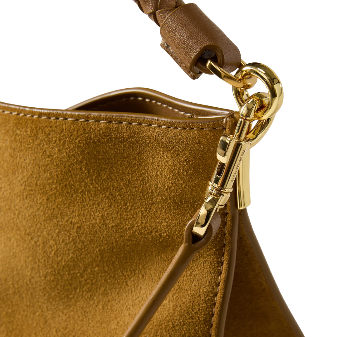 Vida Suede Shoulder Bag in Acorn
