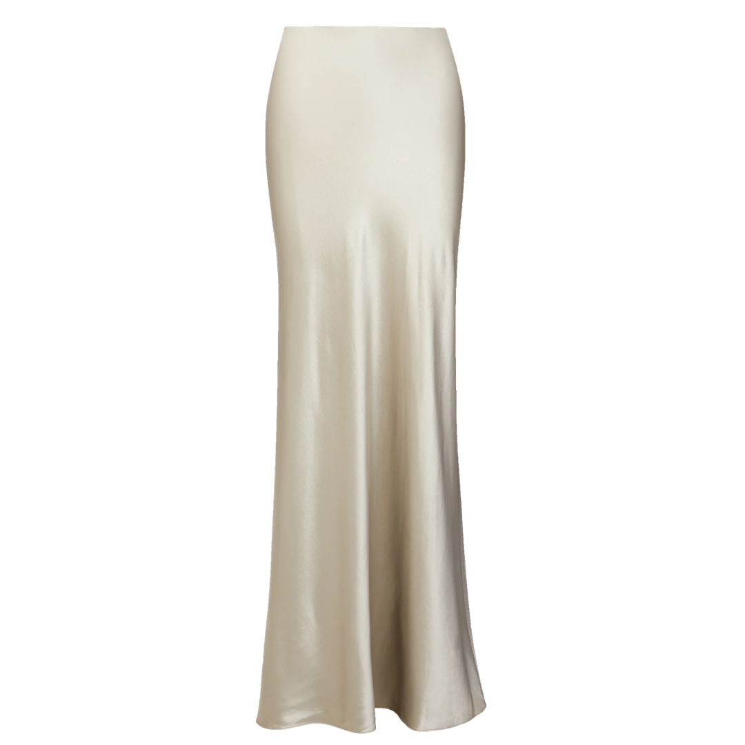 Medina Silk-Blend Maxi Skirt in Pewter