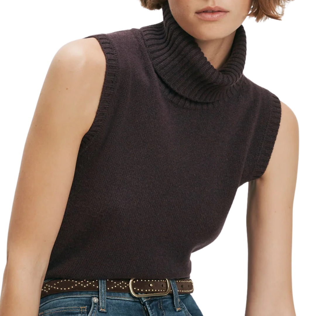 Mazzy Cashmere Sleeveless Sweater in Eggplant