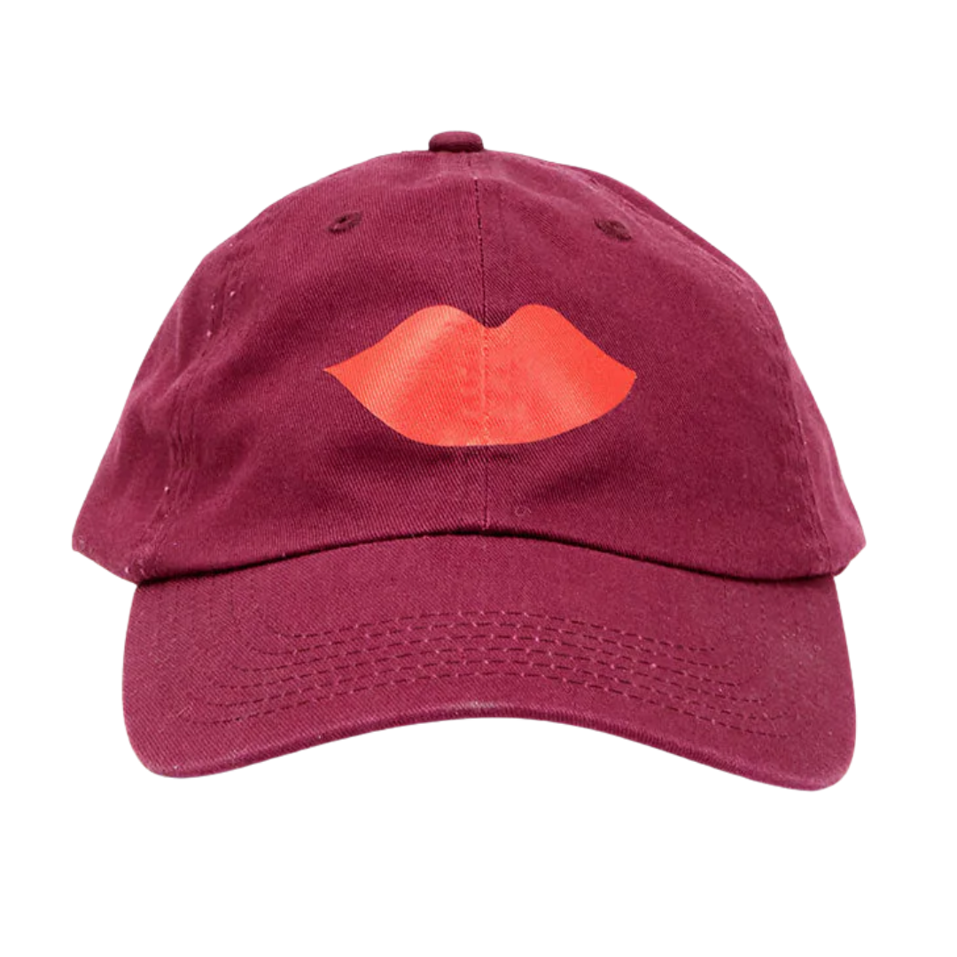 Baseball Hat in Oxblood with Lips