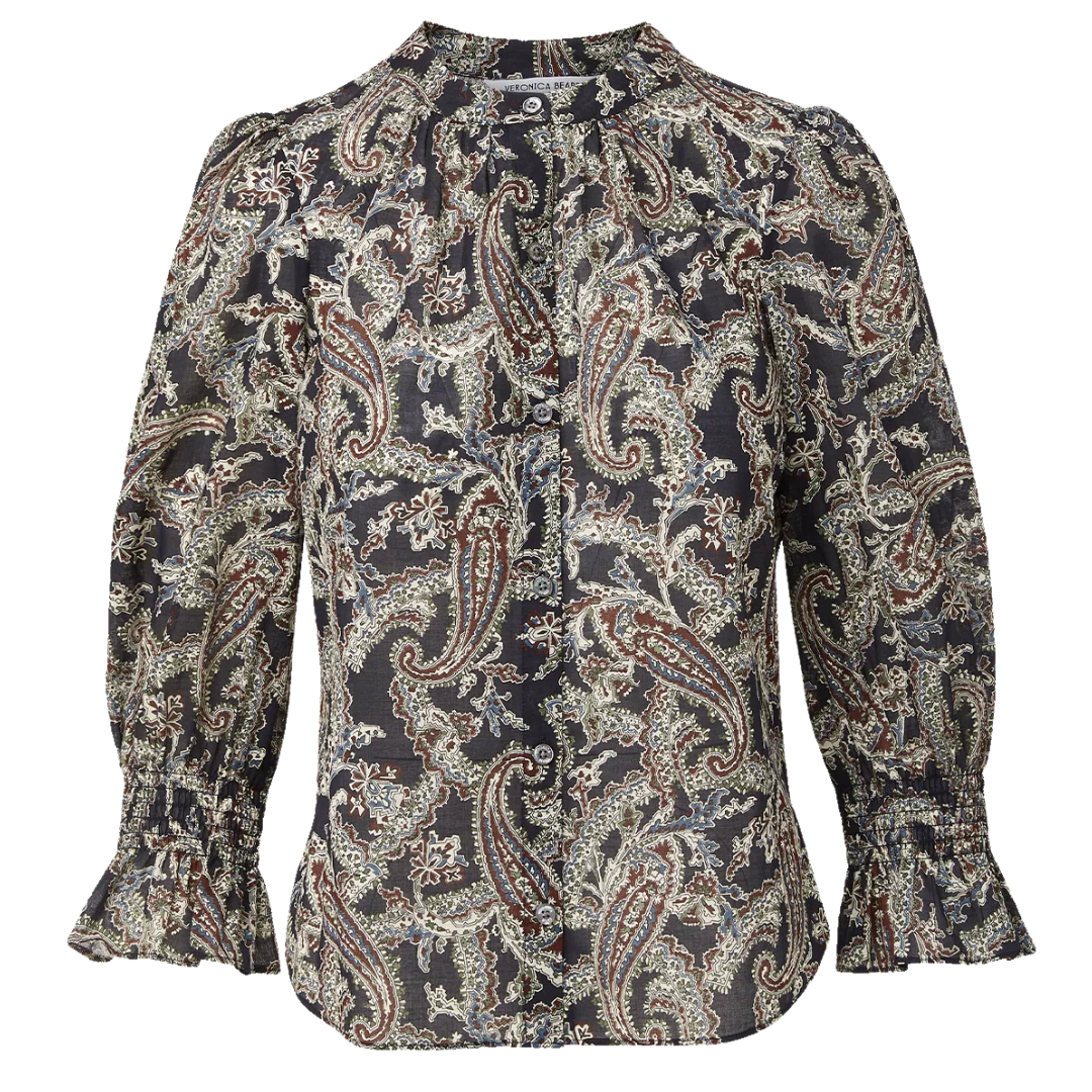 Ashlynn Paisley Blouse in Navy Multi