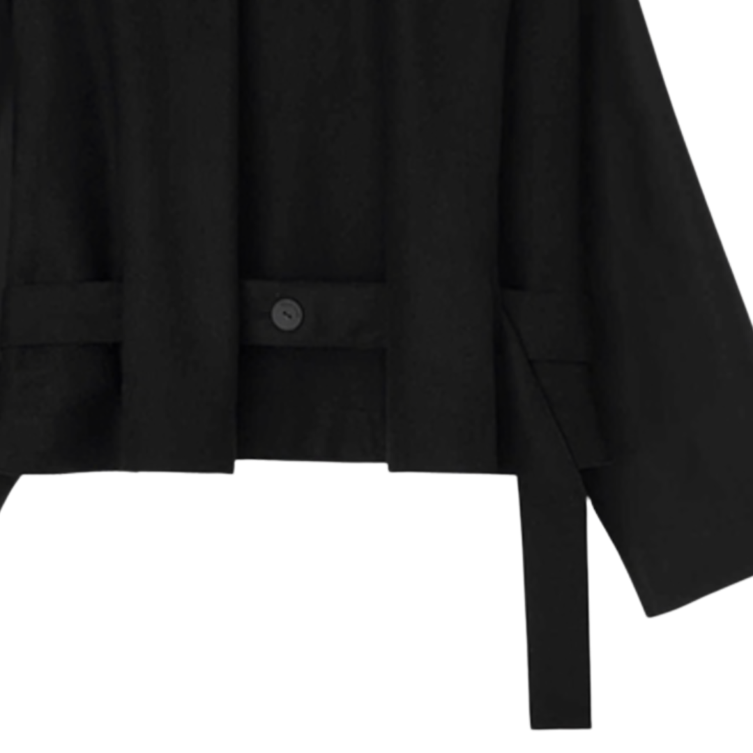 Back Flare Short Coat in Black