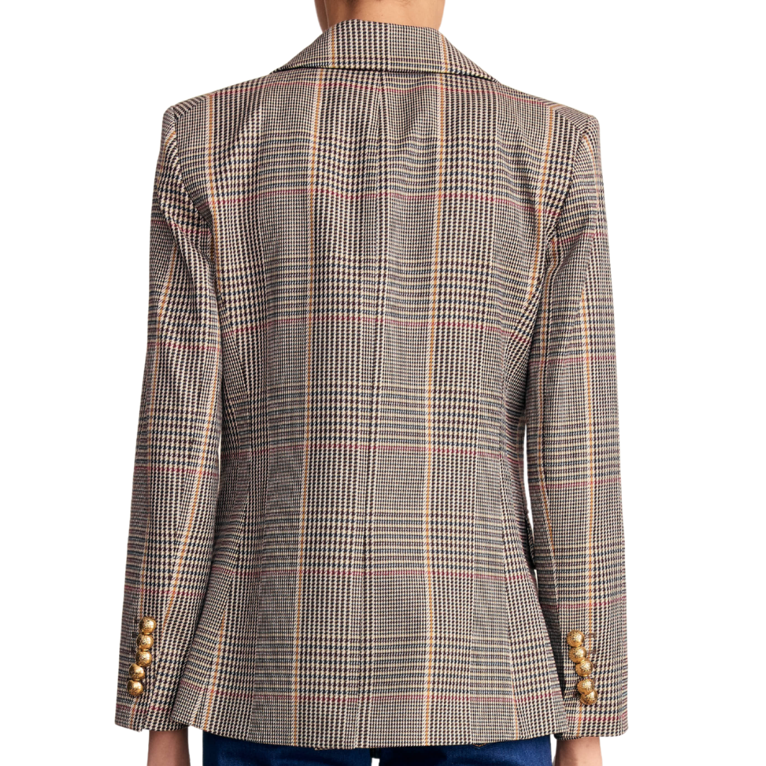Healy Houndstooth Dickey Jacket in Burgundy Multi