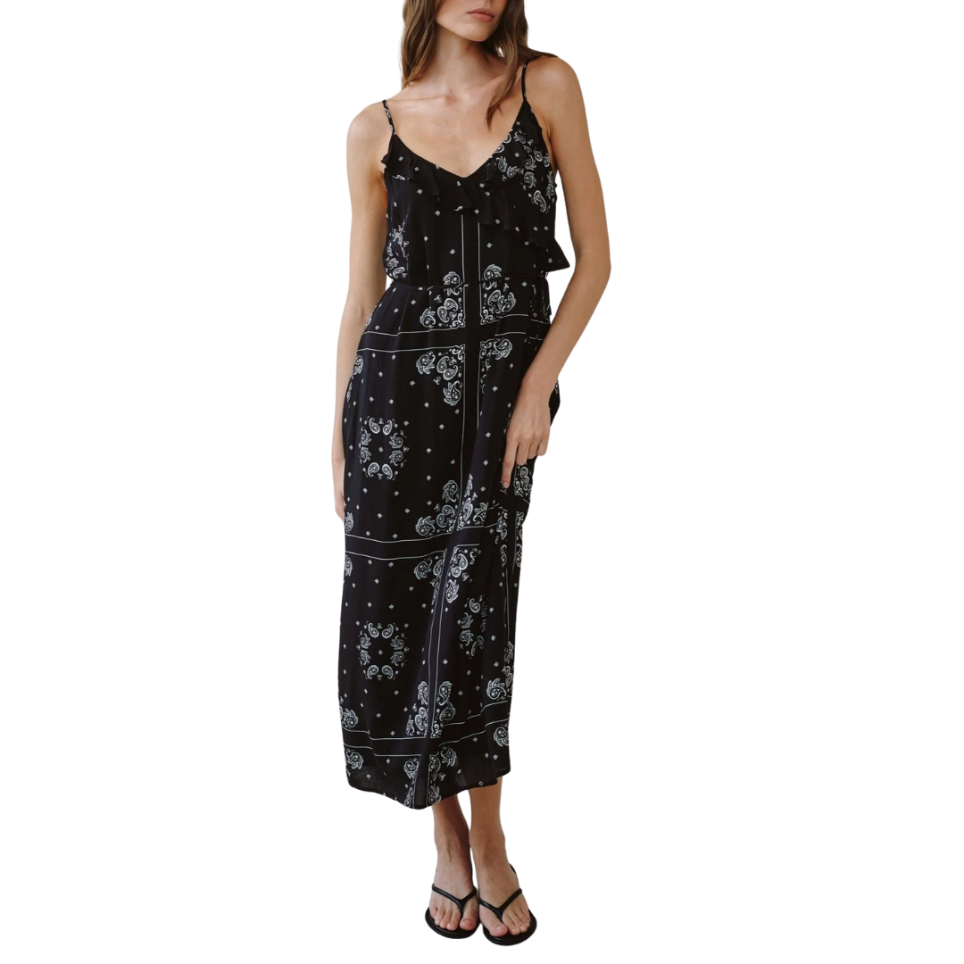 Ruffle Cami Midi Dress in Bandana Print