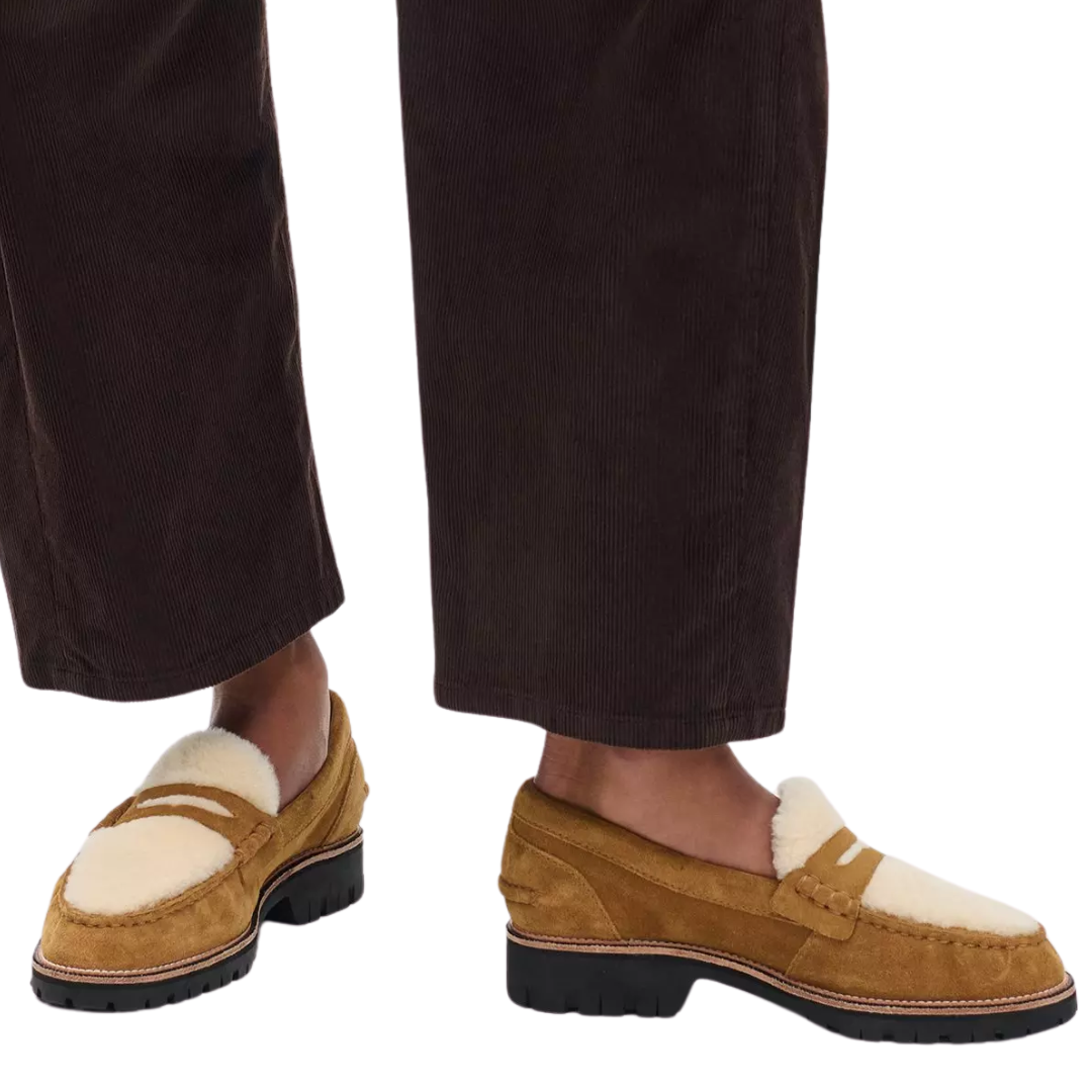 Corey Suede Shearling Loafers in Caramel