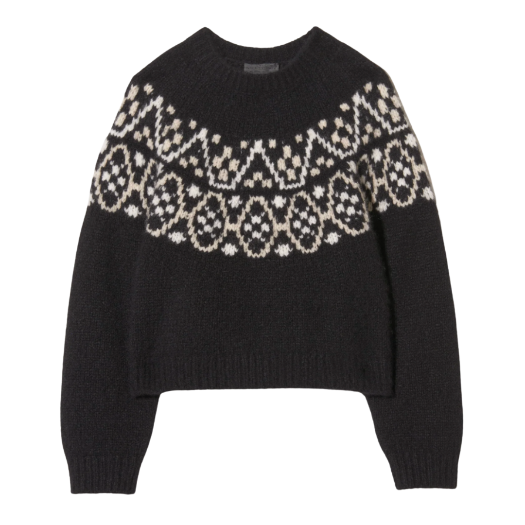 Chrissy Cashmere Sweater in Black Fairisle