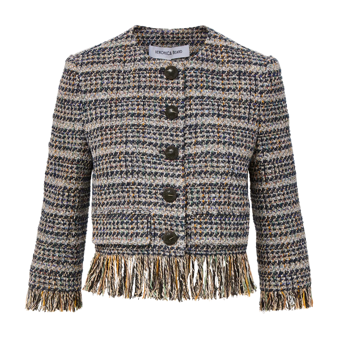 Lyons Fringe Jacket in Navy Multi