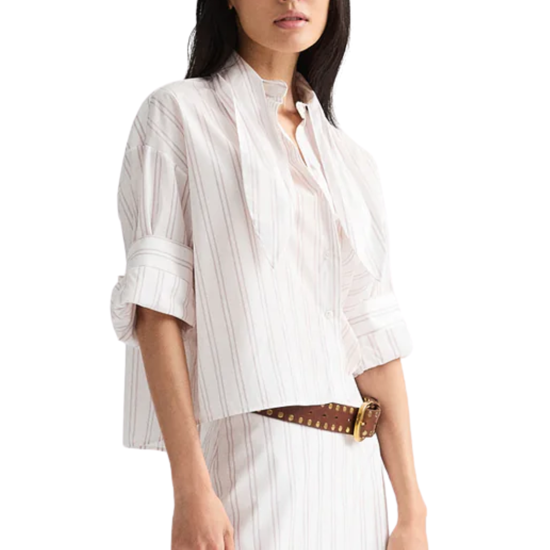 Tie One On Shirt in White/Wine