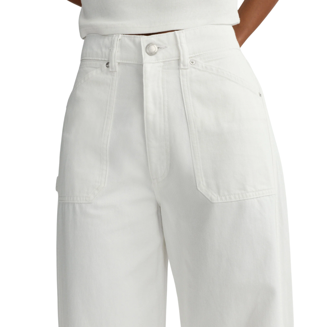 Taylor Relaxed Barrel High Rise 31" Pants in White