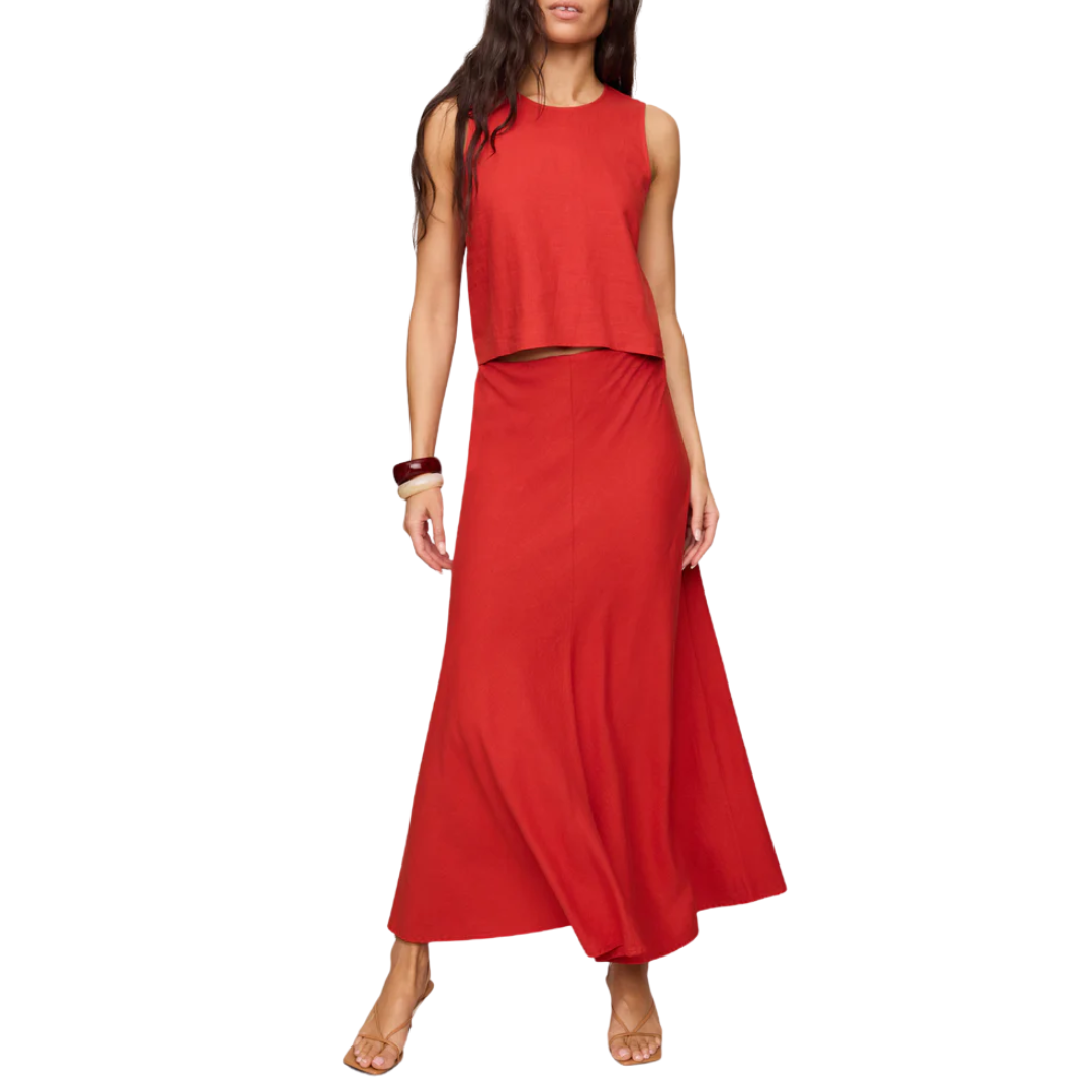 Meryl Midi Skirt in Chili Pepper