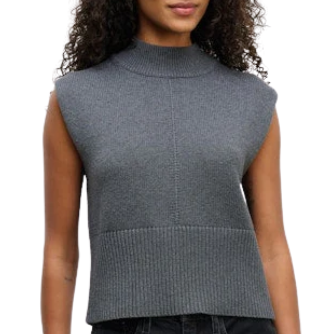 Electra Sleeveless Mock Top in Medium Heather Grey