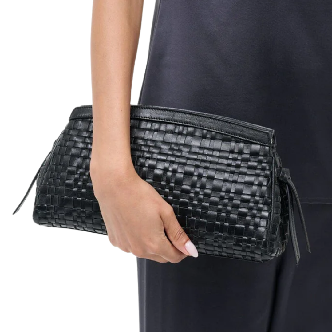 Maude Convertible Clutch in Black Woven