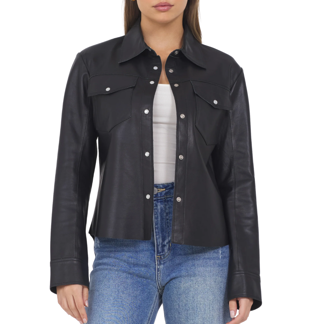 Rowan Washed Leather Jacket in Black
