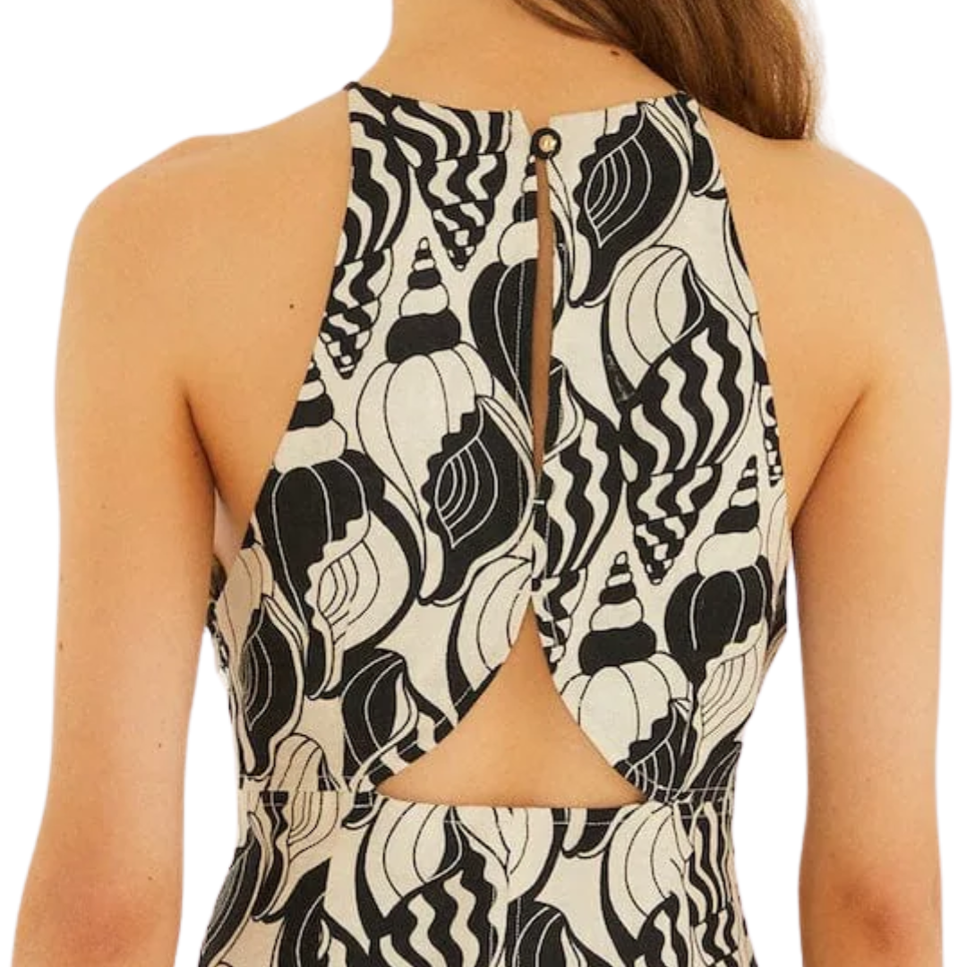 Cut Out Mini Dress in Sand Diamond Seashell Serenade