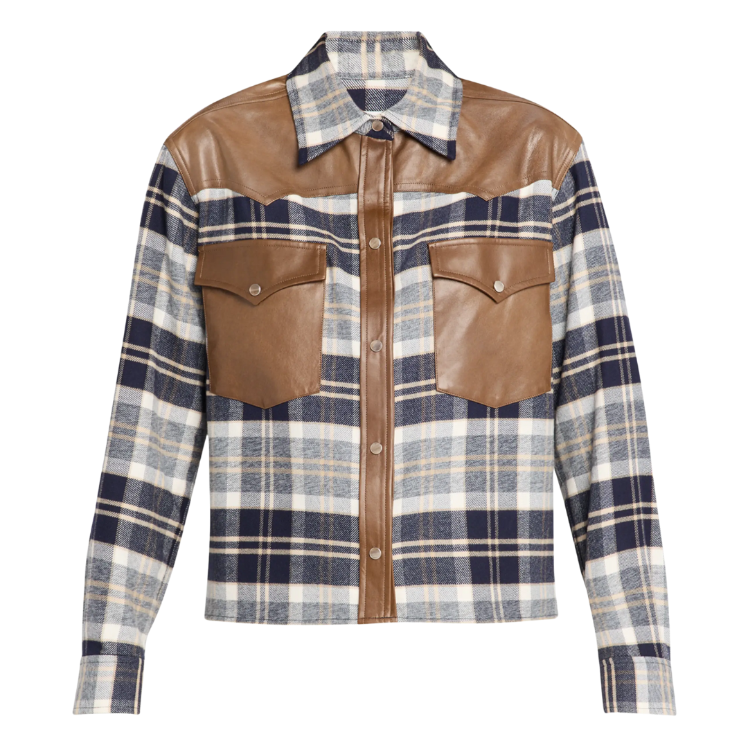 Waylon Shirt Jacket in Midnight/Bone/Tobacco