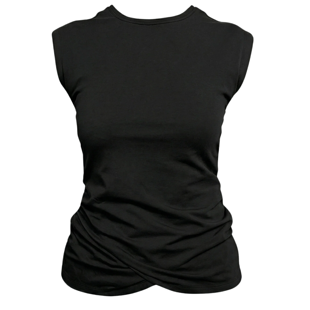Jensen Front-Wrap Jersey Tee in Black