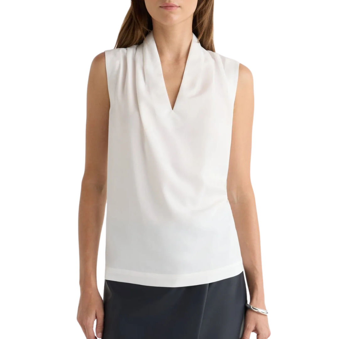 Jae V-Neck Sleeveless Blouse in Ivory