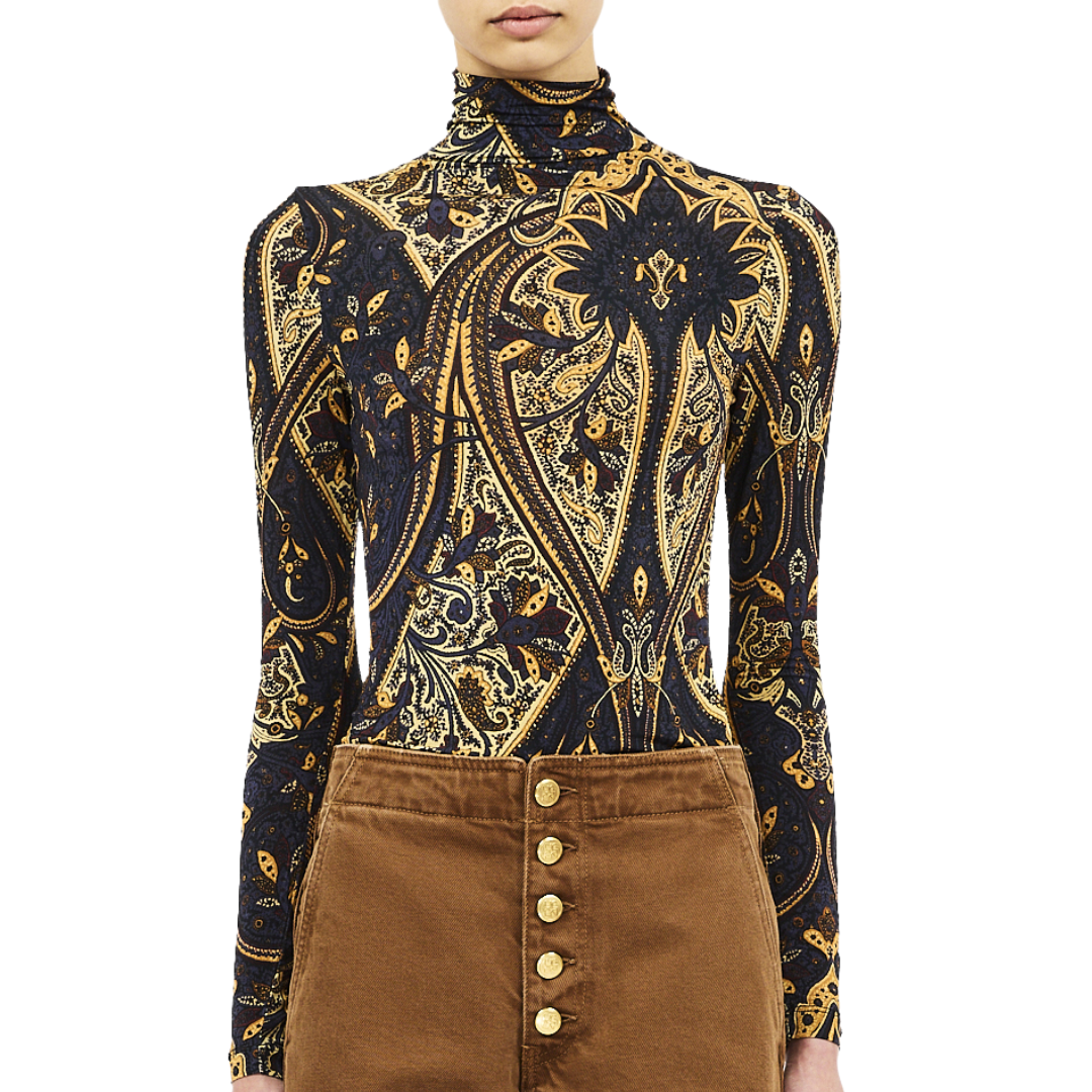 Aurelia Long Sleeve Jersey Top in Twilight Paisley