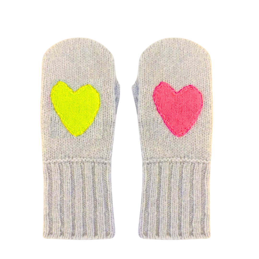 Patch Mittens in Silver Fox