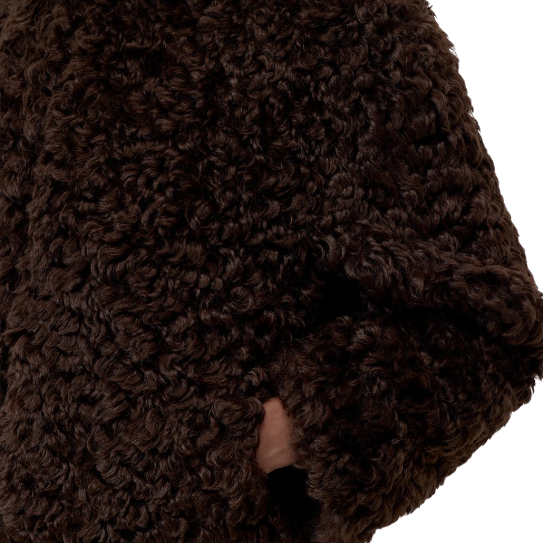 Faux Fur Jacket in Cinder Brown