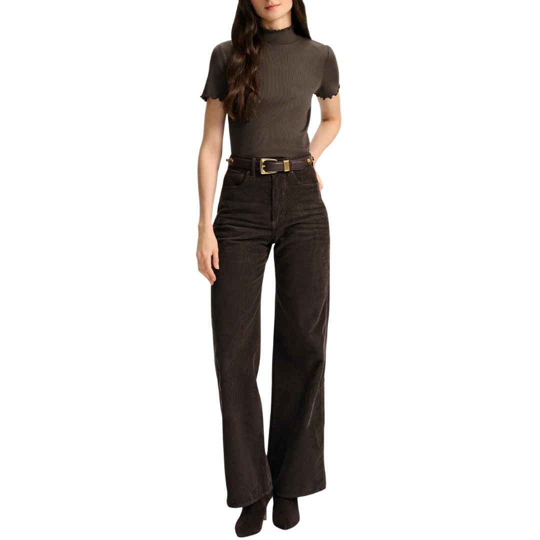Taylor Corduroy Wide-Leg Pant in Dark Umber